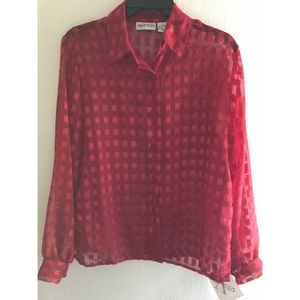 Apparenza Size Small Red Semi Sheer Blouse